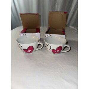 Lot of 2 T-Mobile Tuesdays Hearts Coffee Cup Mug Advertising Valentine's Day